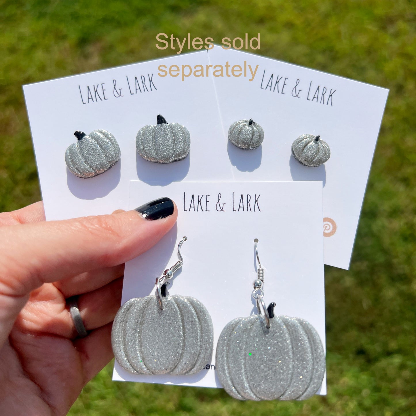 silver glitter fall pumpkin earrings styles