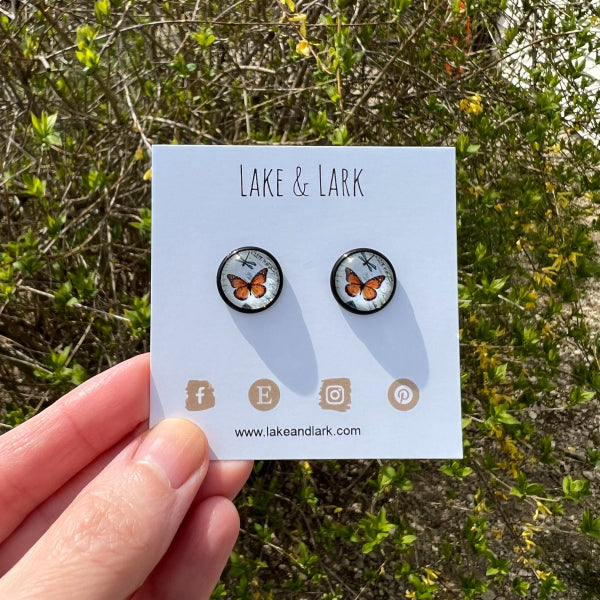 monarch butterfly stud earrings lake lark