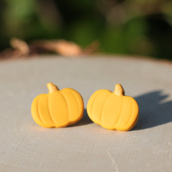 mustard yellow gold clay pumpkin earrings