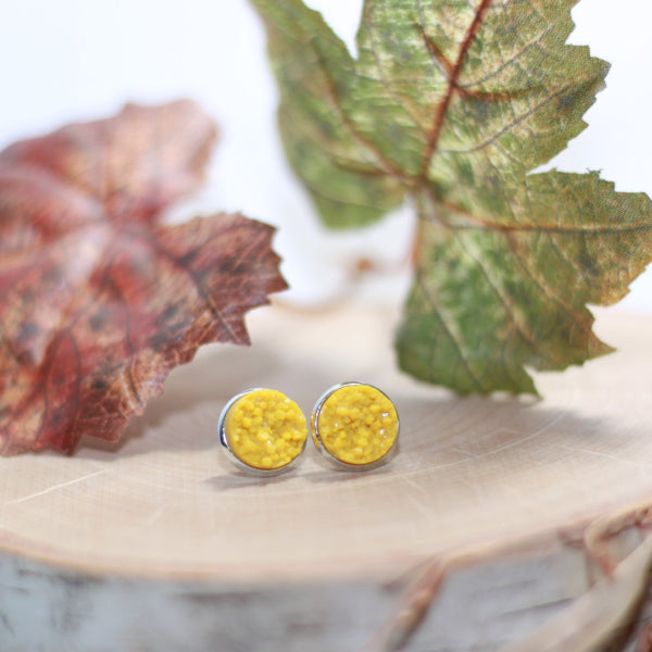 golden yellow sparkly stud earrings