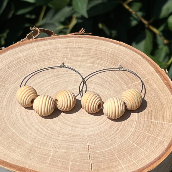 lightweight boho wood bead earrings