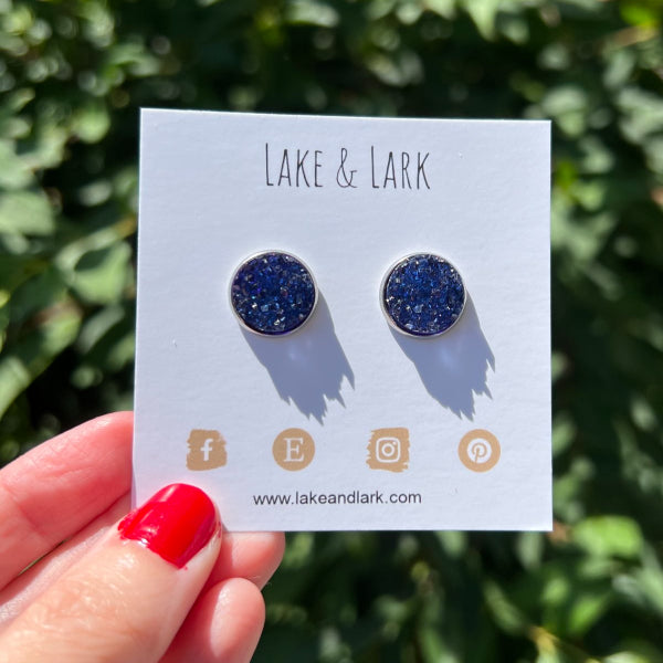 navy druzy stud earrings lake lark (1)