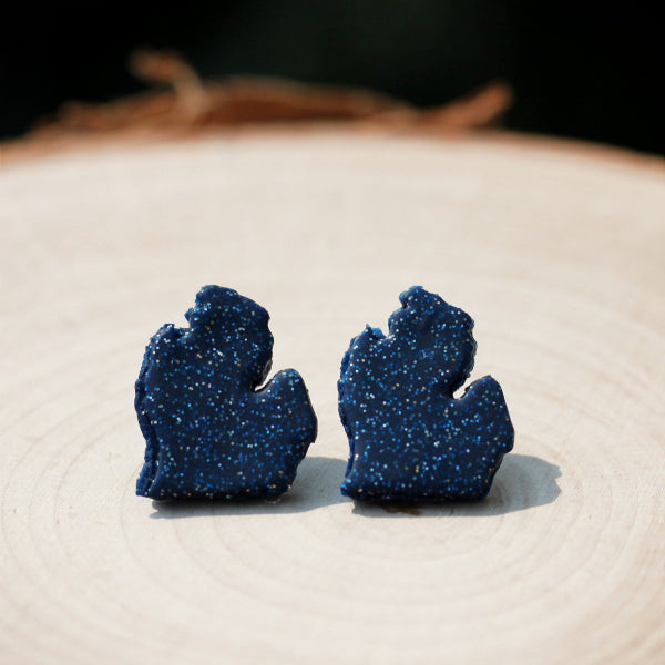 navy blue michigan earrings