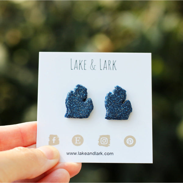 blue clay michigan stud earrings