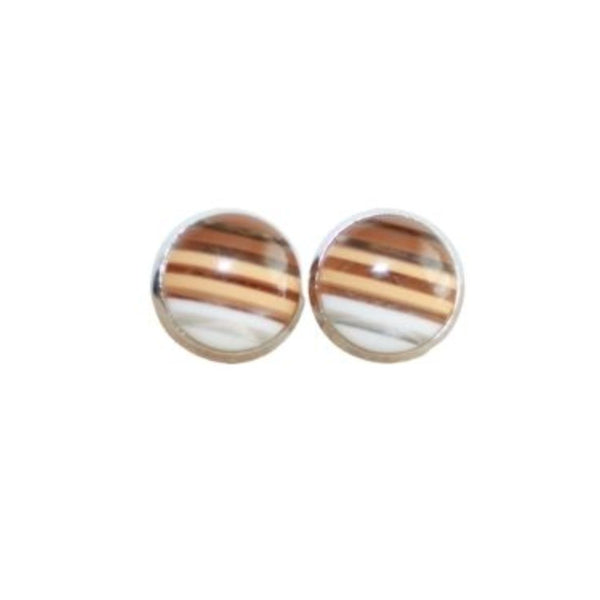 brown stripe stud earrings