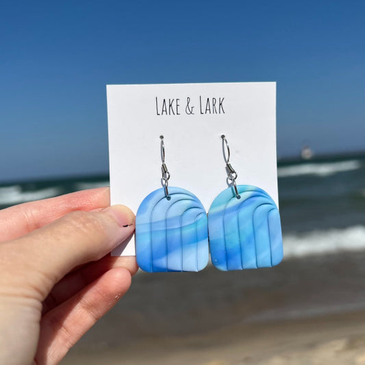 surf waves beach earrings