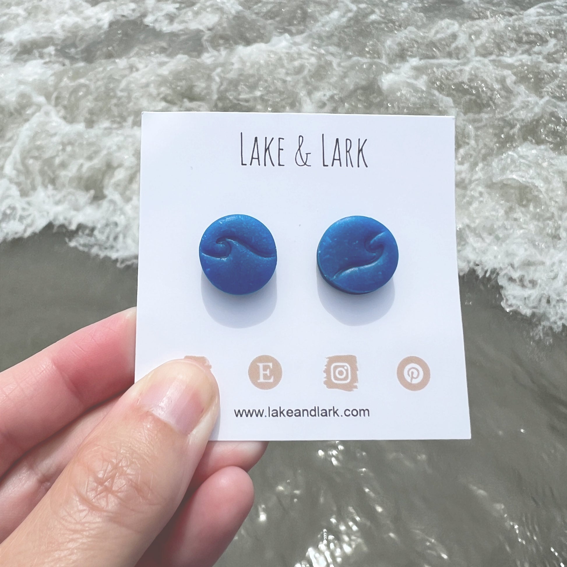 beach ocean waves stud earrings