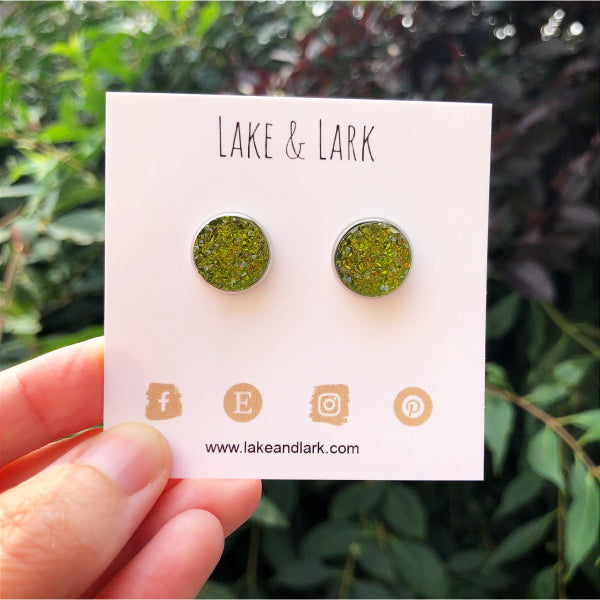 pear green stud earrings