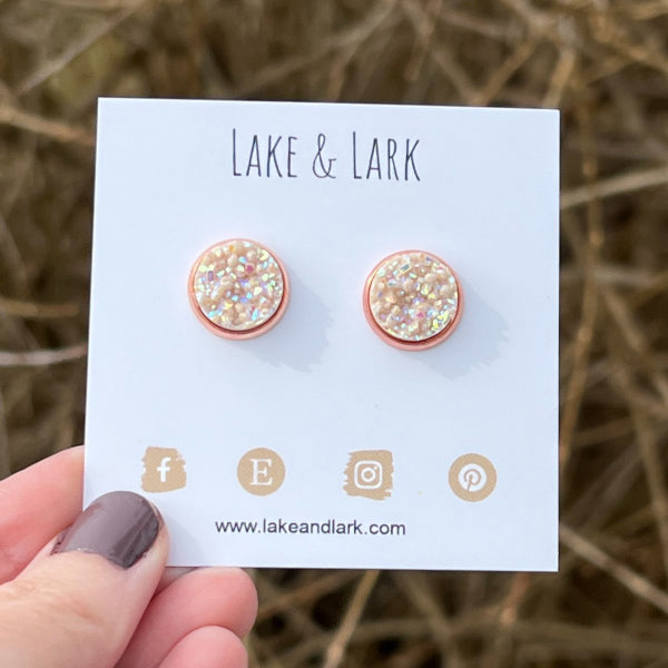 rose gold opal earrings