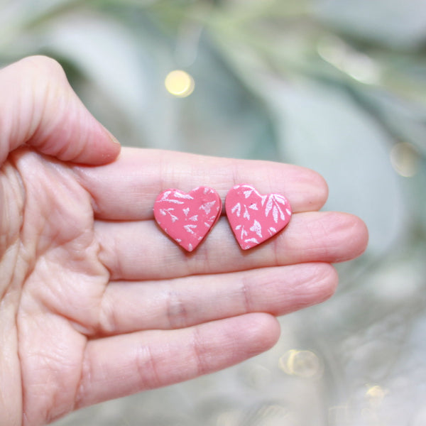 painted floral heart valentine stud earrings lake and lark