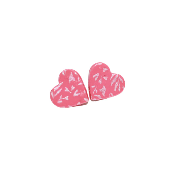 handpainted pink heart valentine earrings