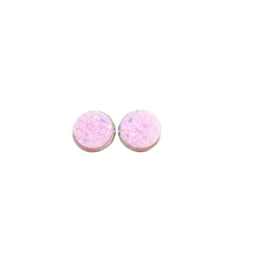 pale pink druzy stud earrings