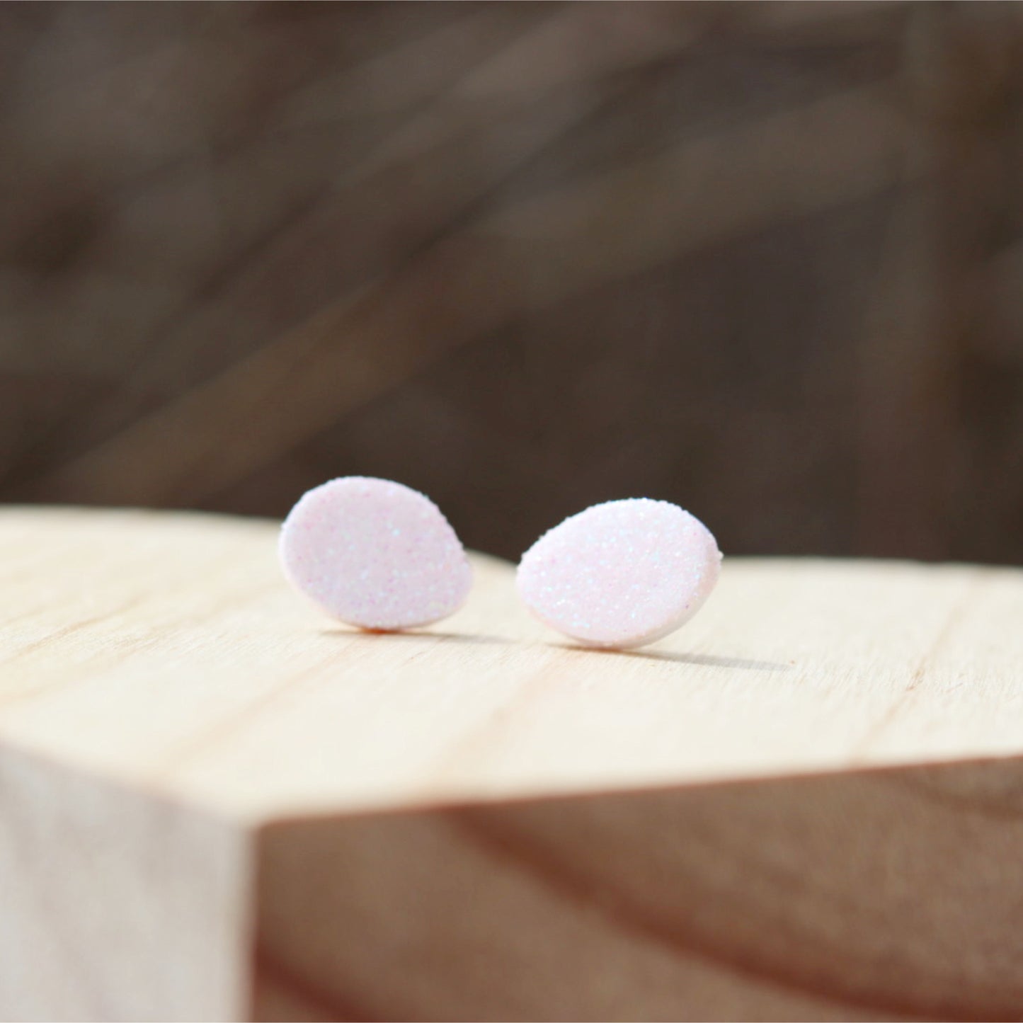 pastel pink glitter easter stud earrings lake lark (1)