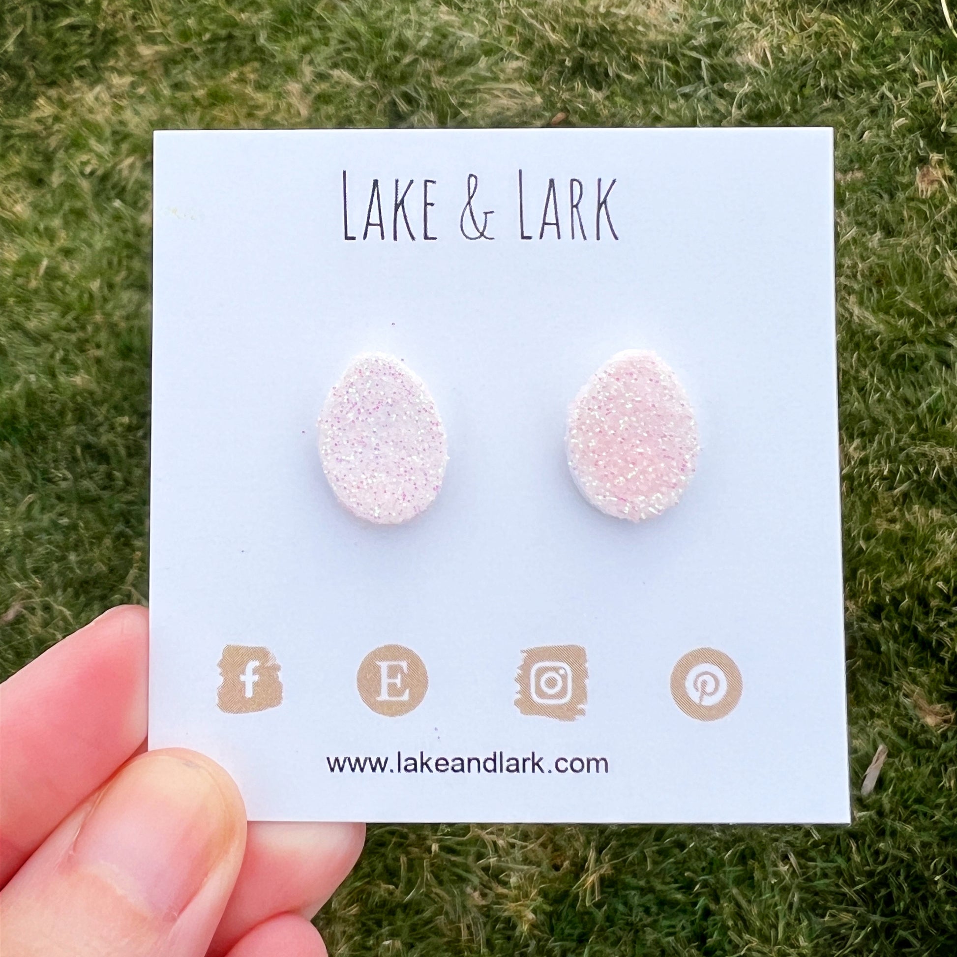 pastel pink glitter easter stud earrings lake lark