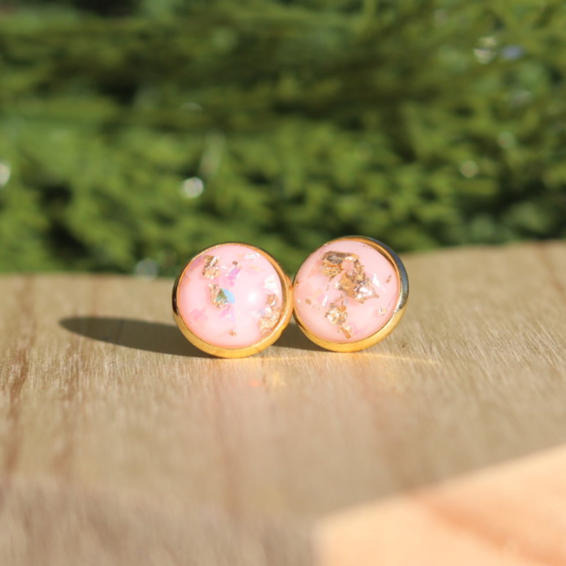 pink gold bridesmaid gift stud earrings