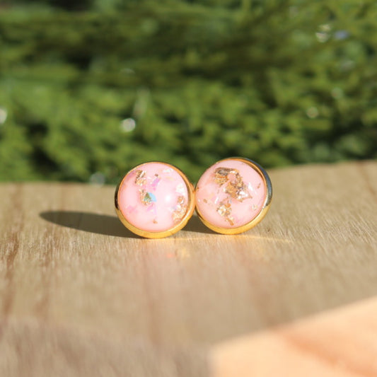 pink gold bridesmaid gift stud earrings