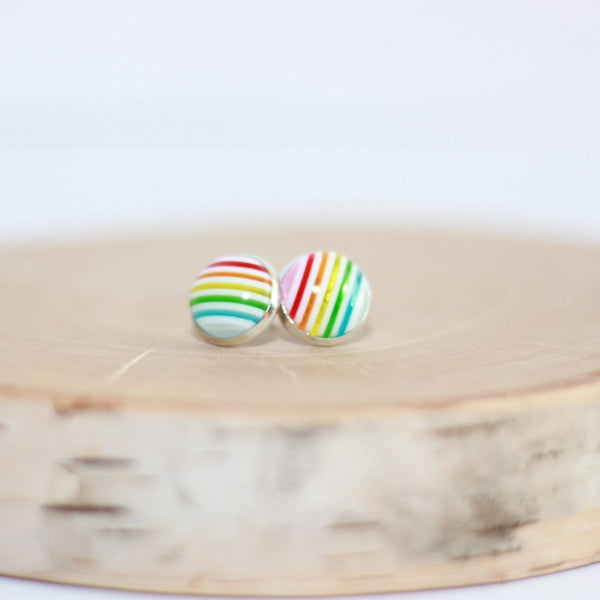 rainbow striped stud earrings