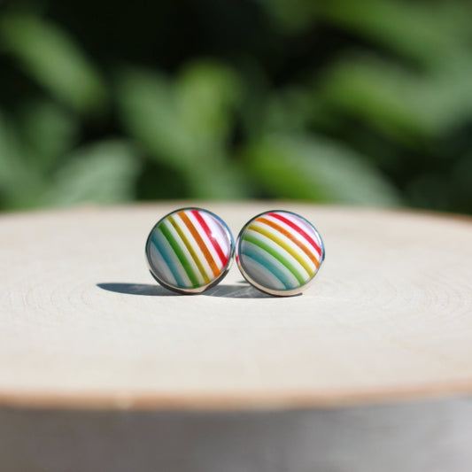 rainbow stripe lgbtq pride stud earrings