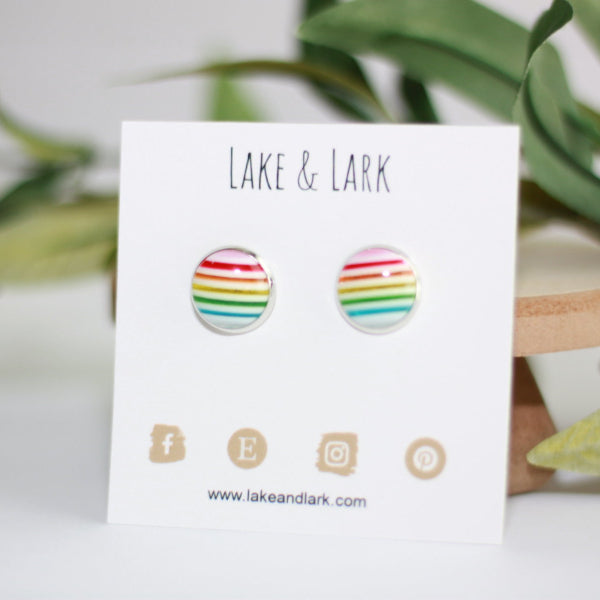 rainbow stripe stud earrings