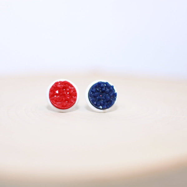 usa druzy stud earrings