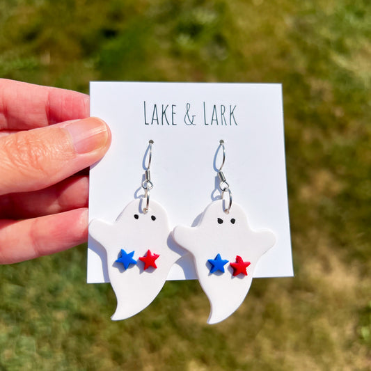 spooky ghost 4th of july earrings