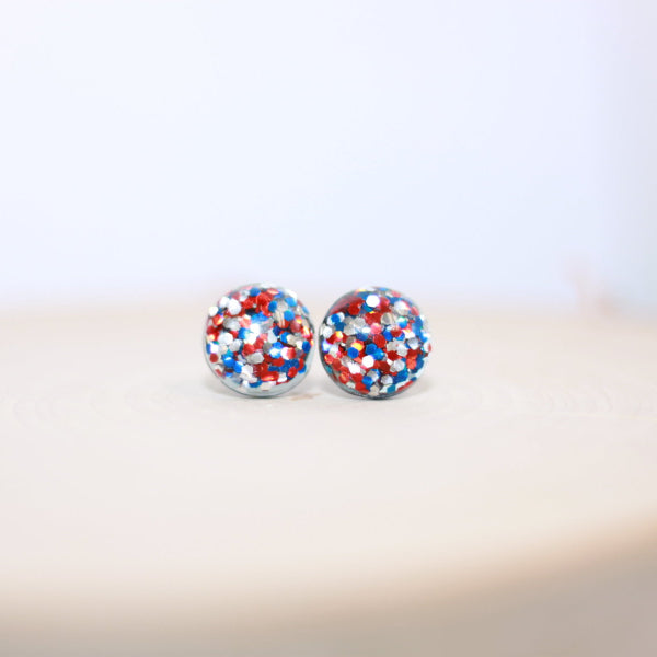 Patriotic Glitter Stud Earrings - Lake and Lark