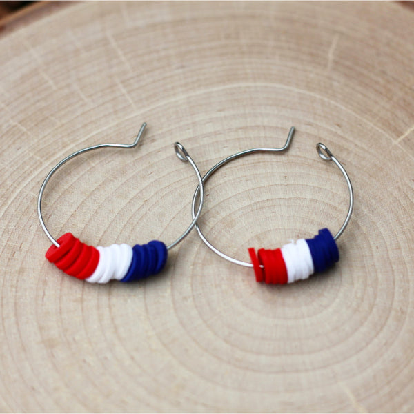 red white blue hoop earrings