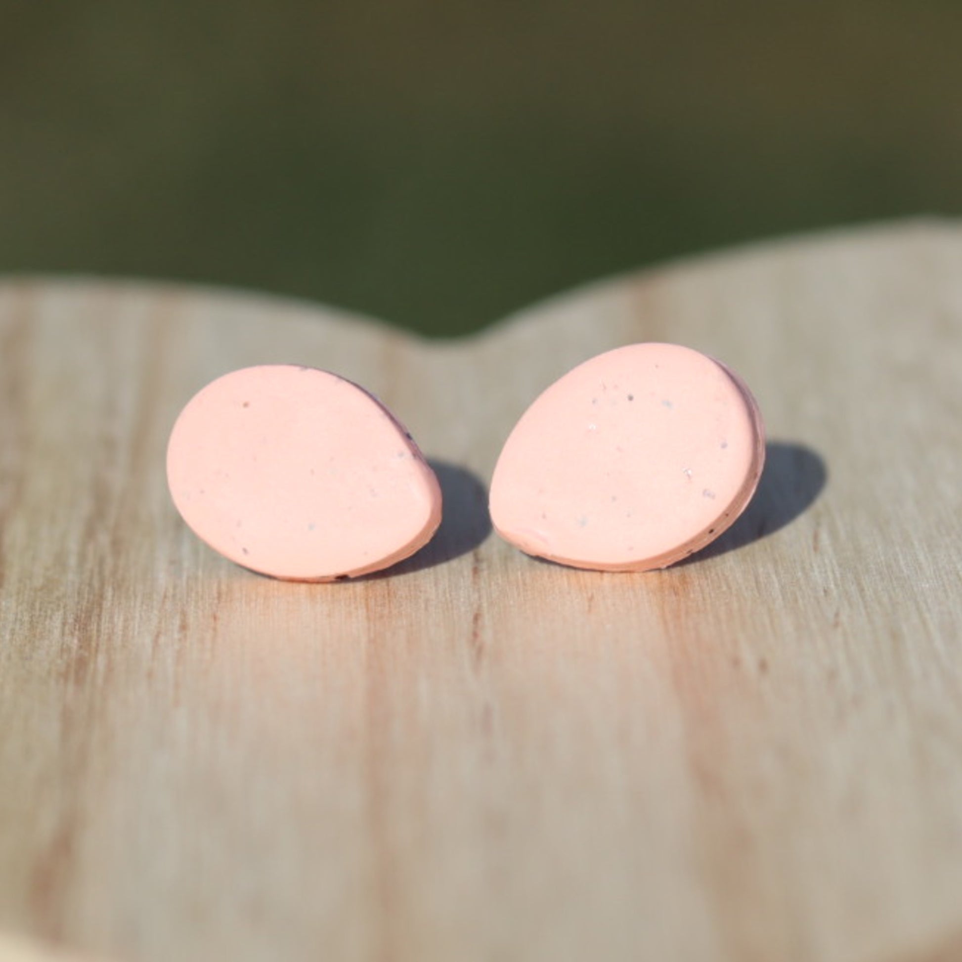 peach coral speckled easter egg stud earrings lake lark