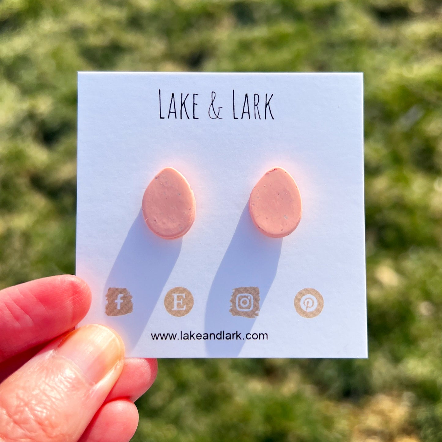 peach speckled easter egg stud earrings lake lark