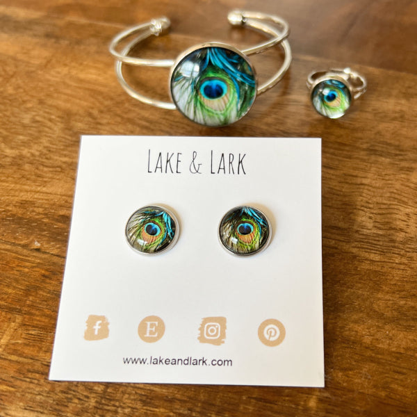 peacock feather jewelry gift set lake lark