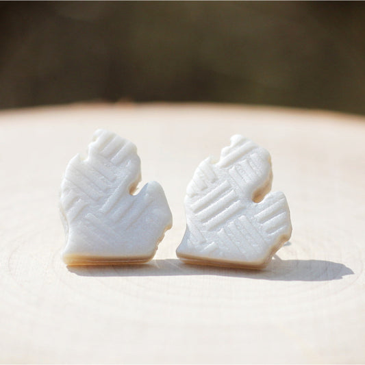 white michigan clay stud earrings