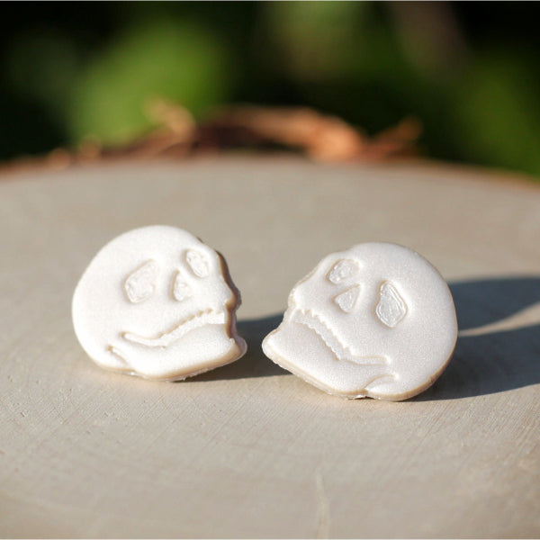 halloween skull clay stud earrings