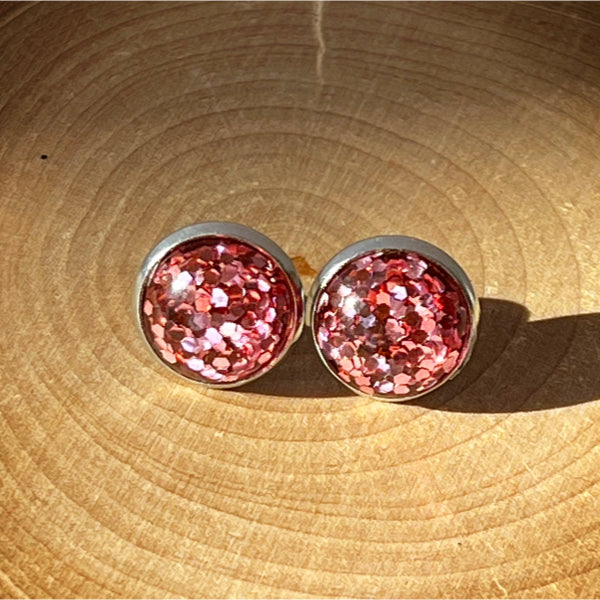 pink glitter stud earrings lake lark (3)