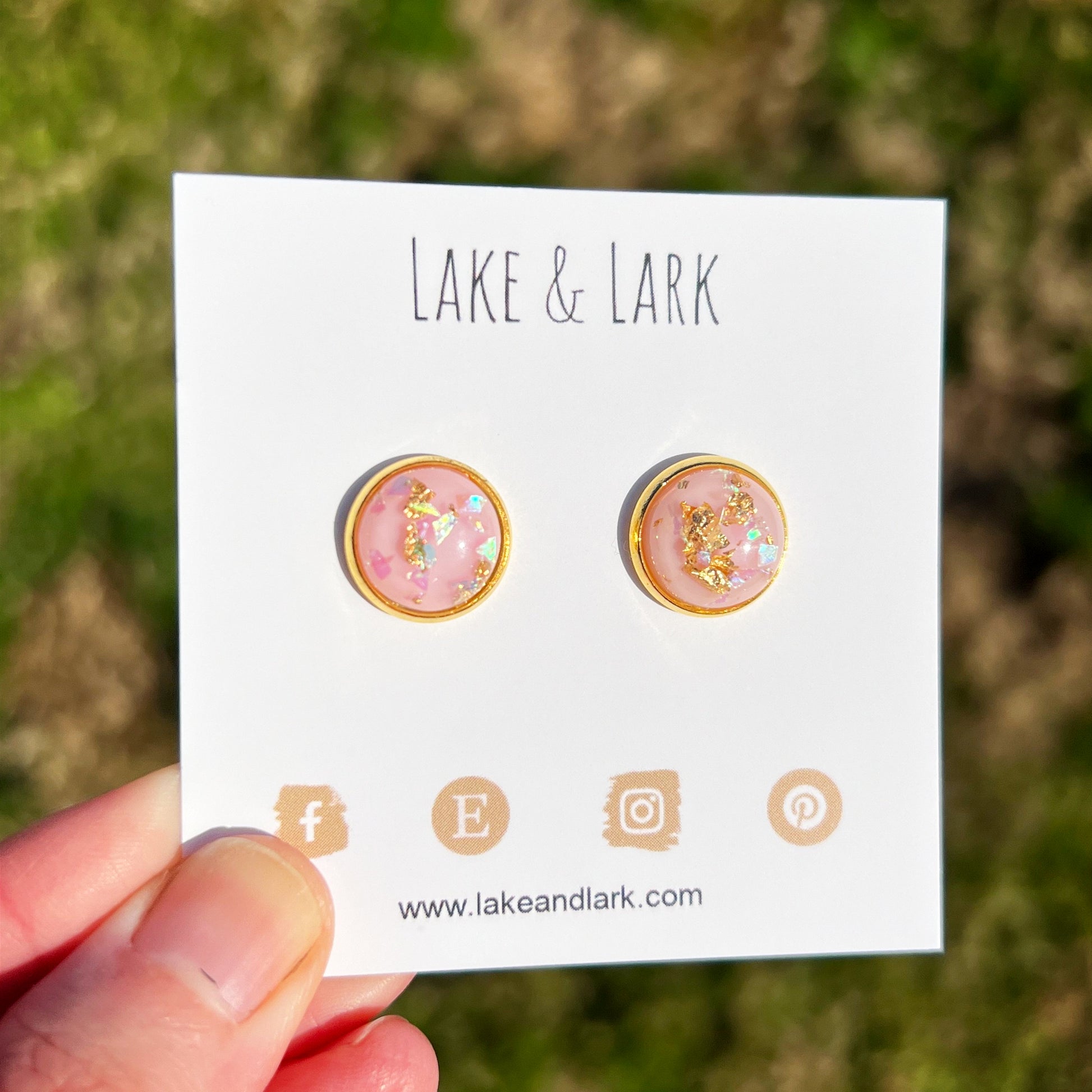 pink gold valnetines stud earrings