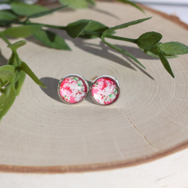 peony flower earrings