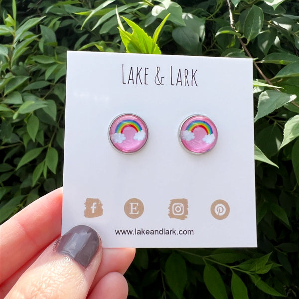 pink rainbow stud earrings lake lark (1)