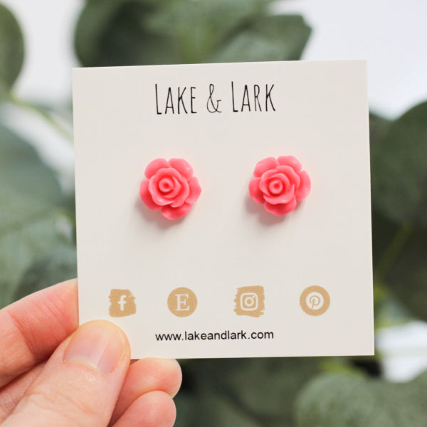 pink rose earrings