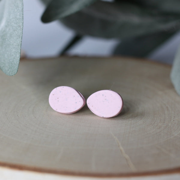 pink speckled easter egg stud earrings lake lark