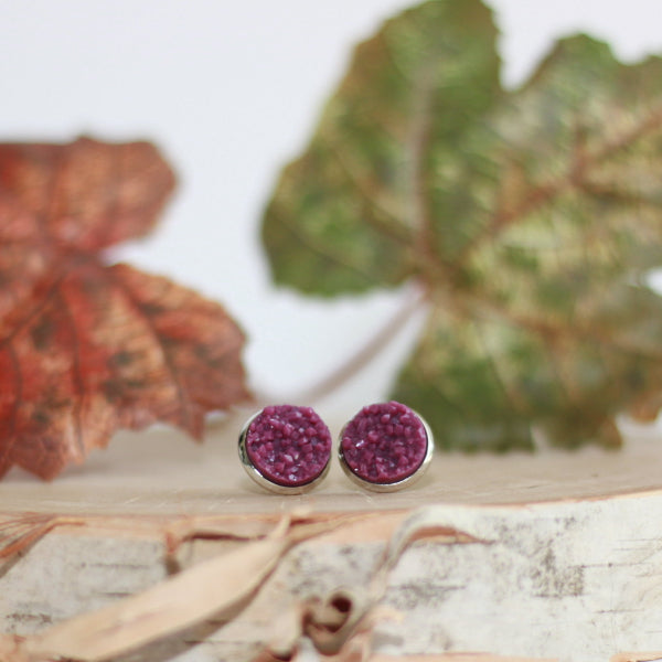 magenta autumn color earrings