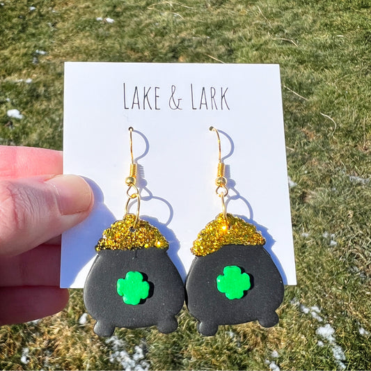 clay pot of gold earrings