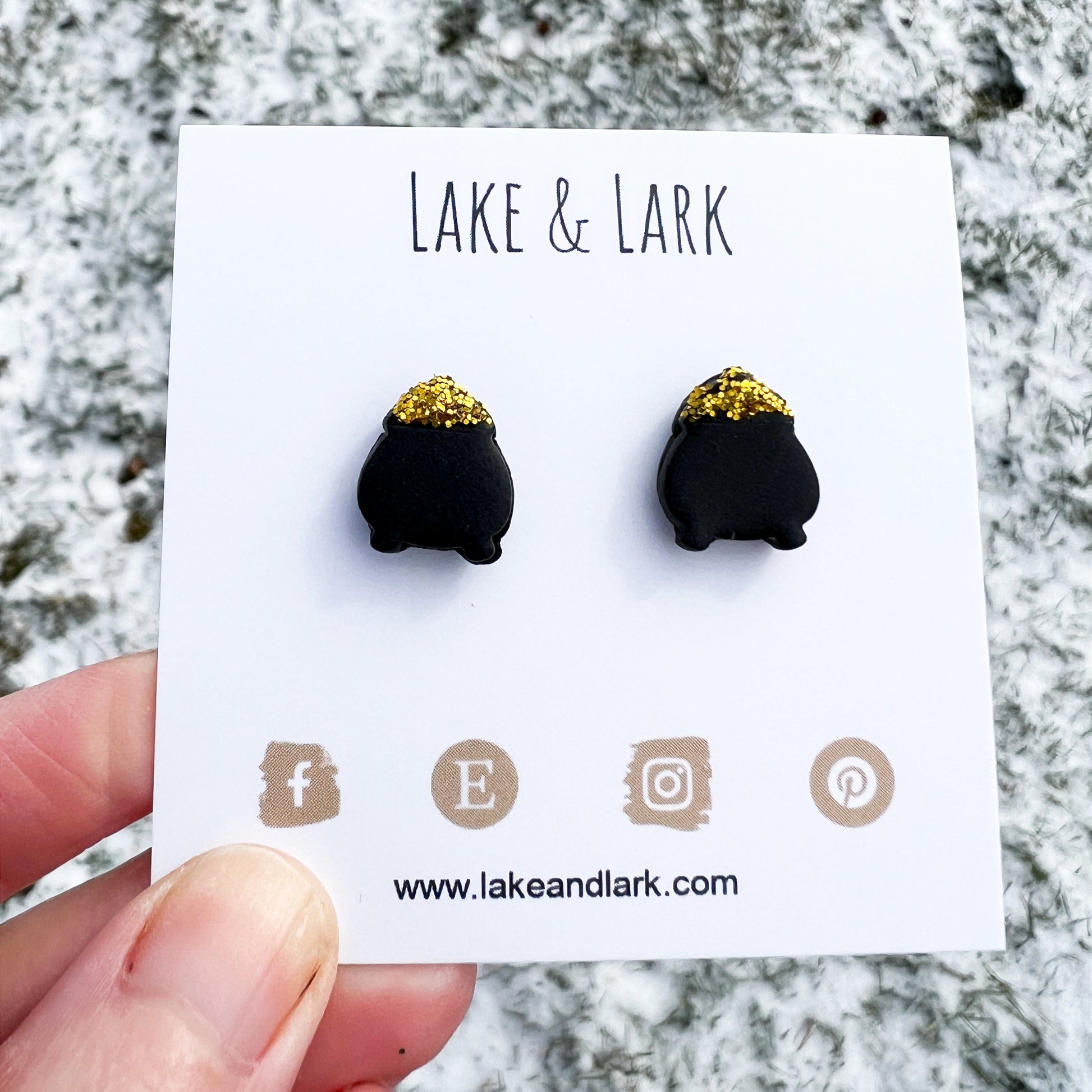 pot of gold stud earrings st patricks day lake lark