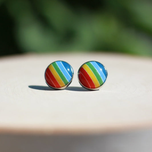 rainbow stripe pride stud earrings