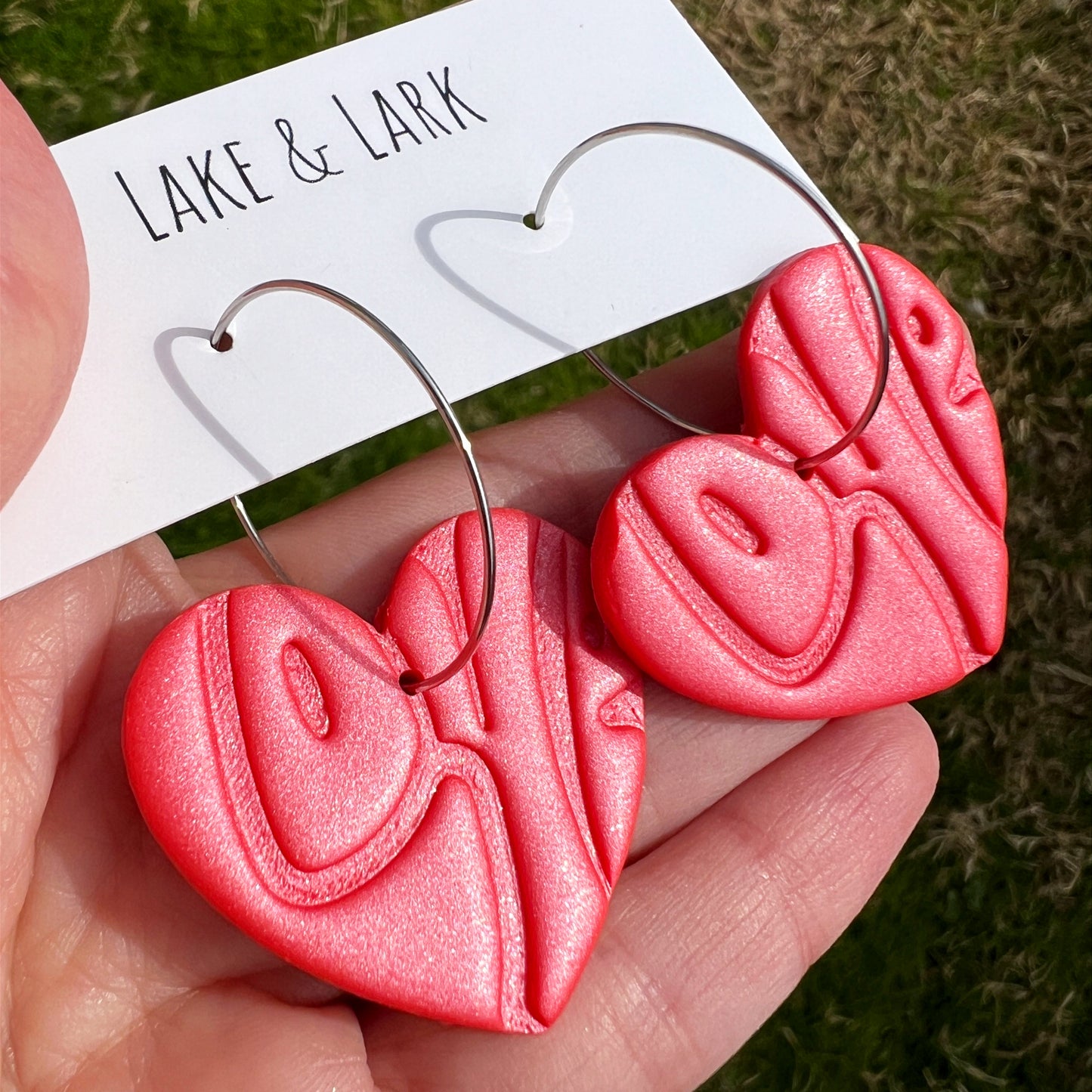 retro love heart valentine hoop earrings