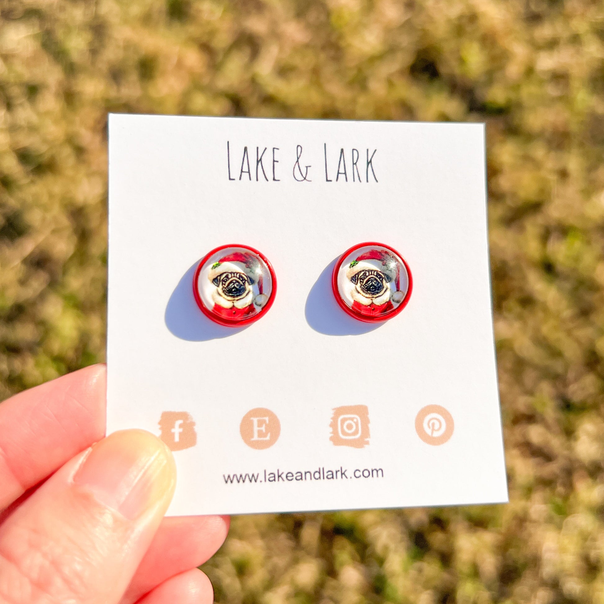 pug dog christmas stud earrings lake lark (1)