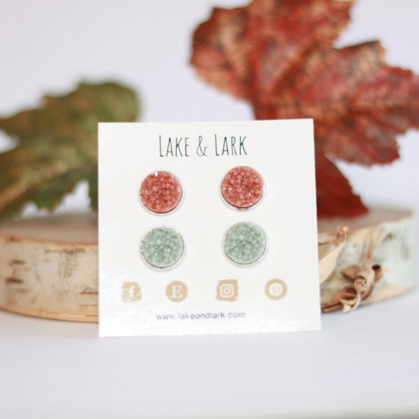 sage terra cotta fall stud earring set