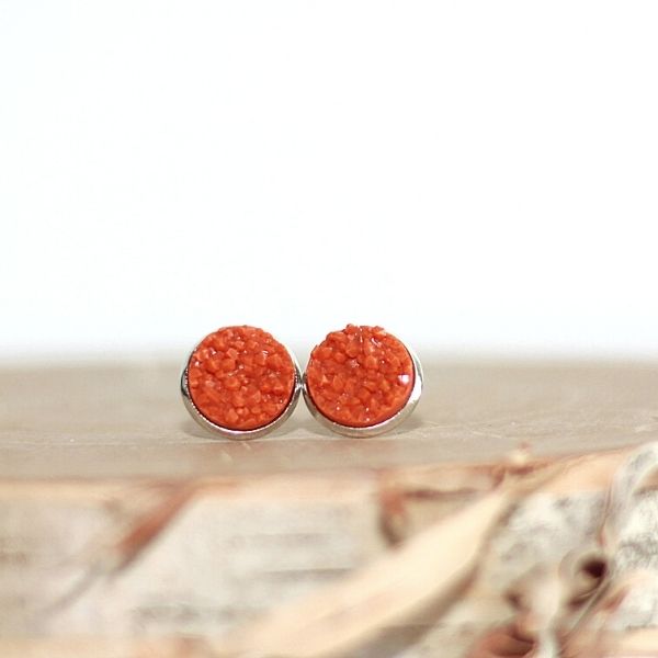 orange pumpkin fall stud earrings