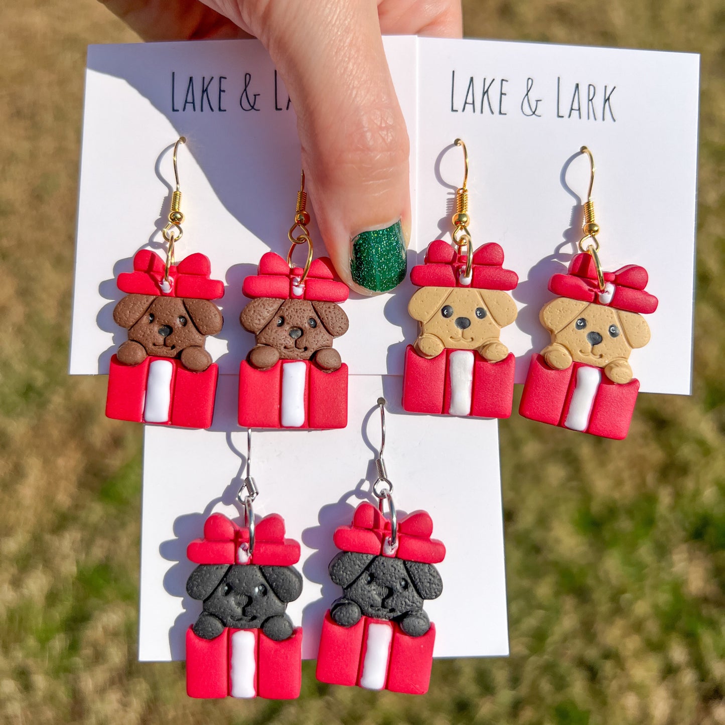 Puppy Dog Christmas Present Earrings