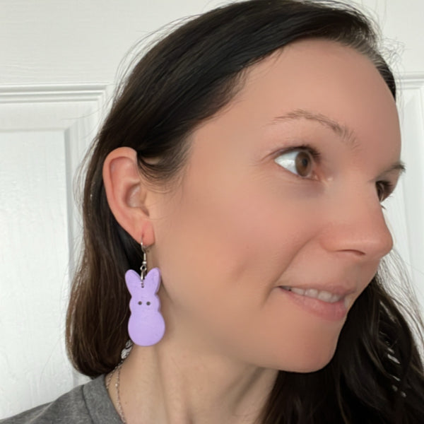 purple marshmallow bunny earrings lake lark