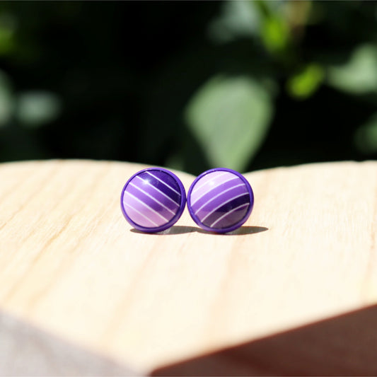 purple lavender ombre striped stud earrings