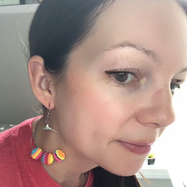 rainbow beaded hoop earrings